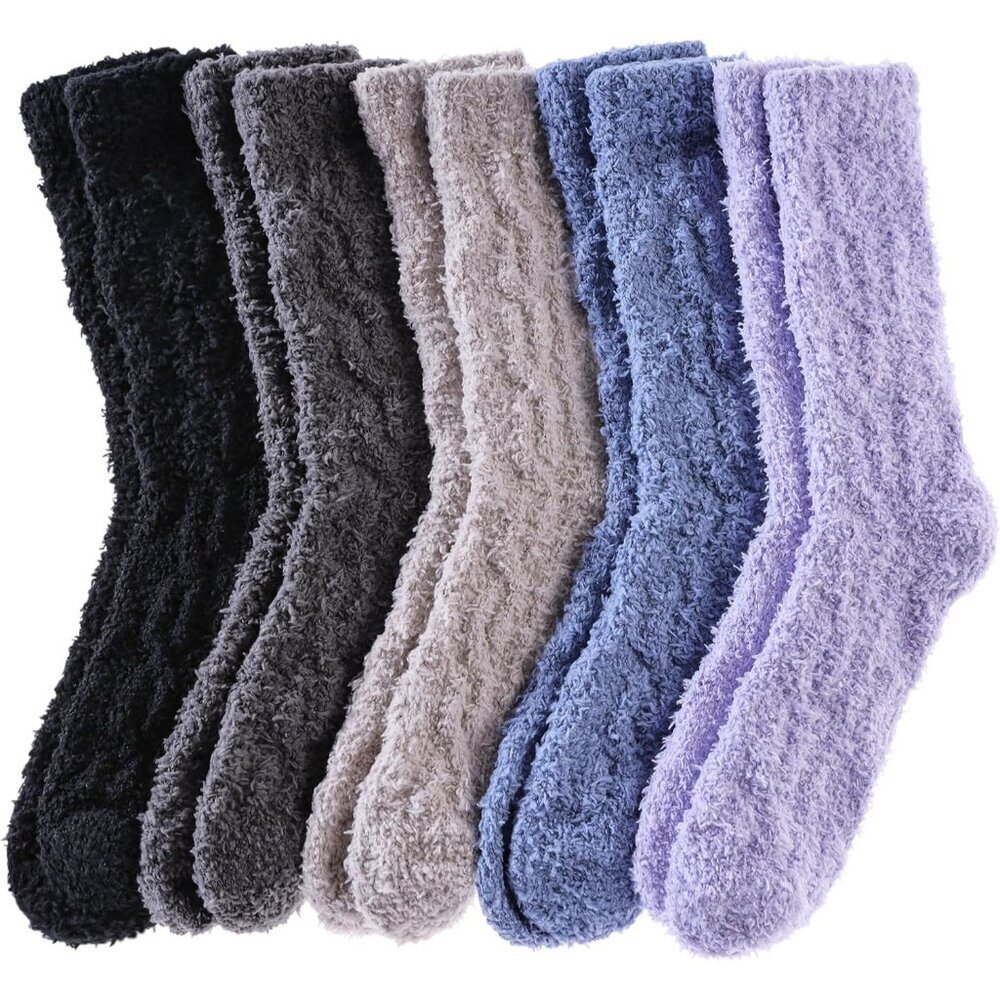 🆕Women's Solid Colour Fuzzy Socks Cozy Slipper Soft Winter Warm Home Sleeping